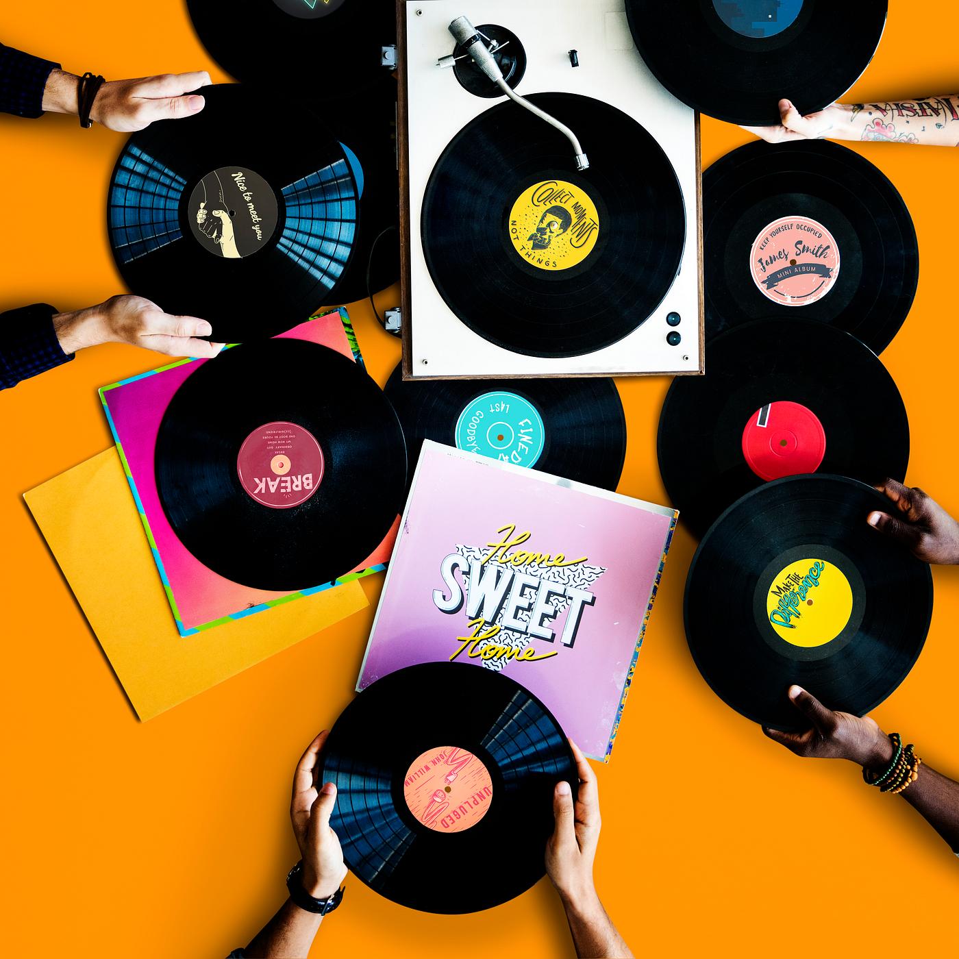 A pile of old school vinyls A pile of old school vinyls