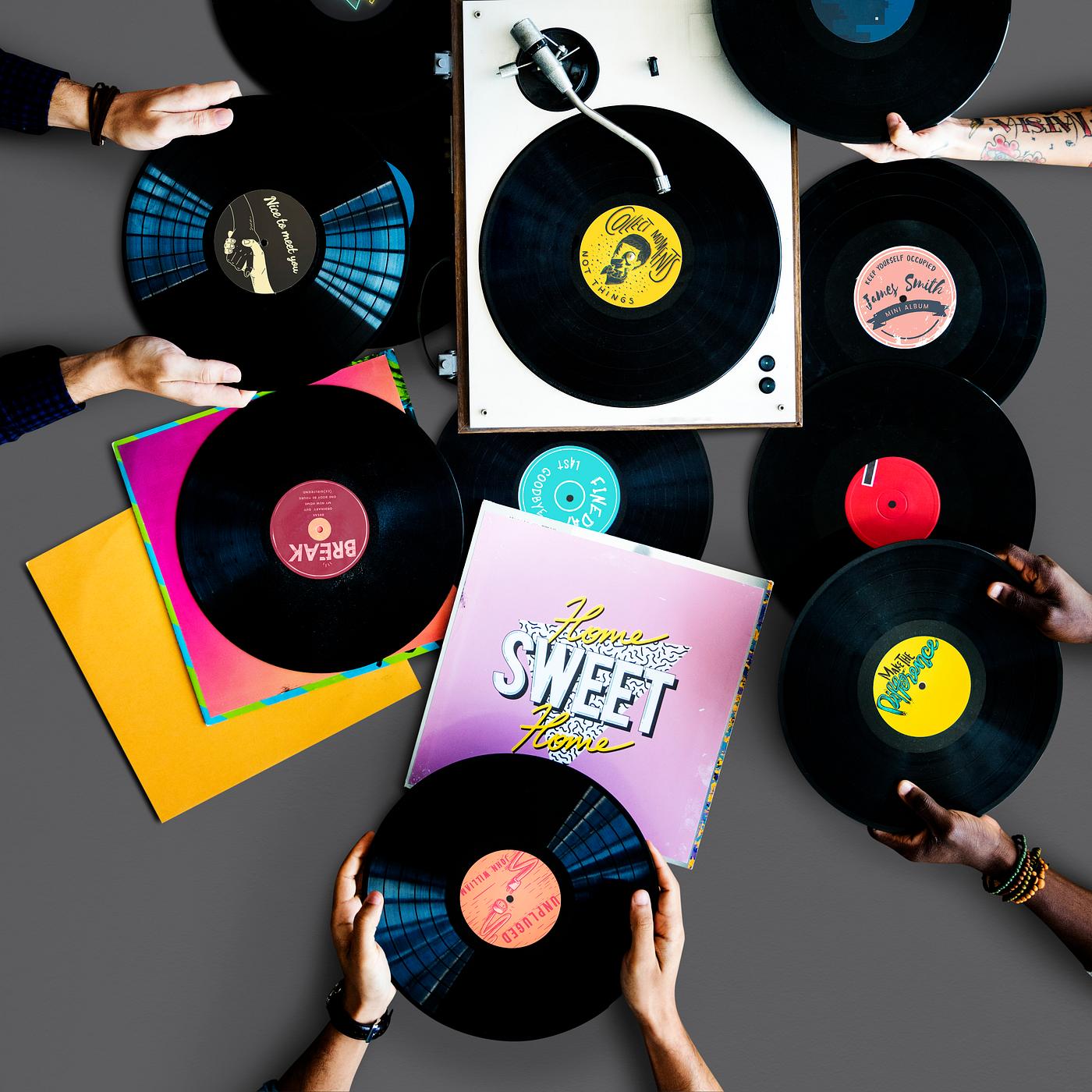 A pile of old school vinyls - aerial, albums, analog, analogue, audio, background, classic, collection, disco, disk,... A pile of old school vinyls - aerial, albums, analog, analogue, audio, background, classic, collection, disco, disk,...