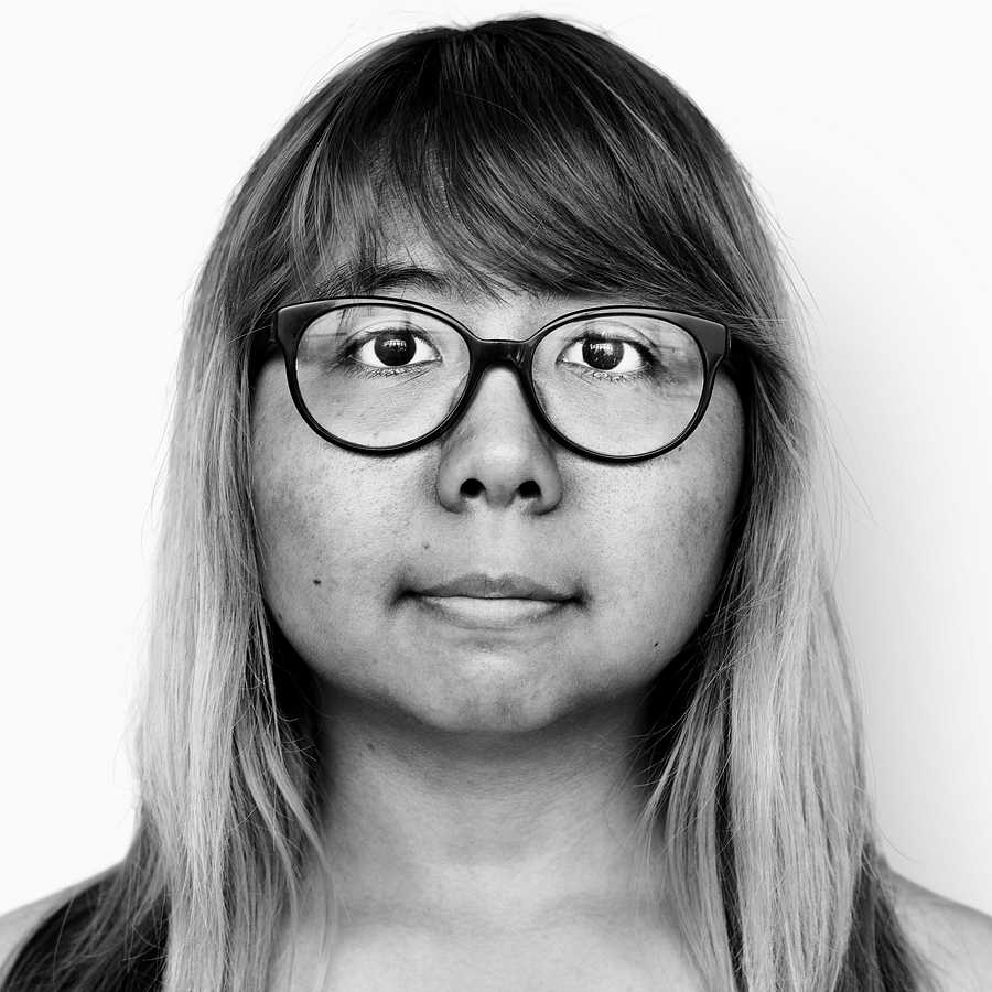 Portrait of a Thai woman Portrait of a Thai woman - alone, asia, asian, bared chest, black and white, dyed hair, emotion, expression, eyeglasses…