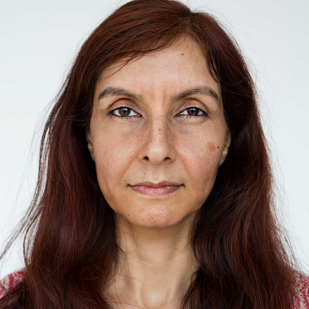 Worldface-Indian woman in a white background Worldface-Indian woman in a white background - close up, headshot, india, indian, lady, long hair, looking at camera, person…
