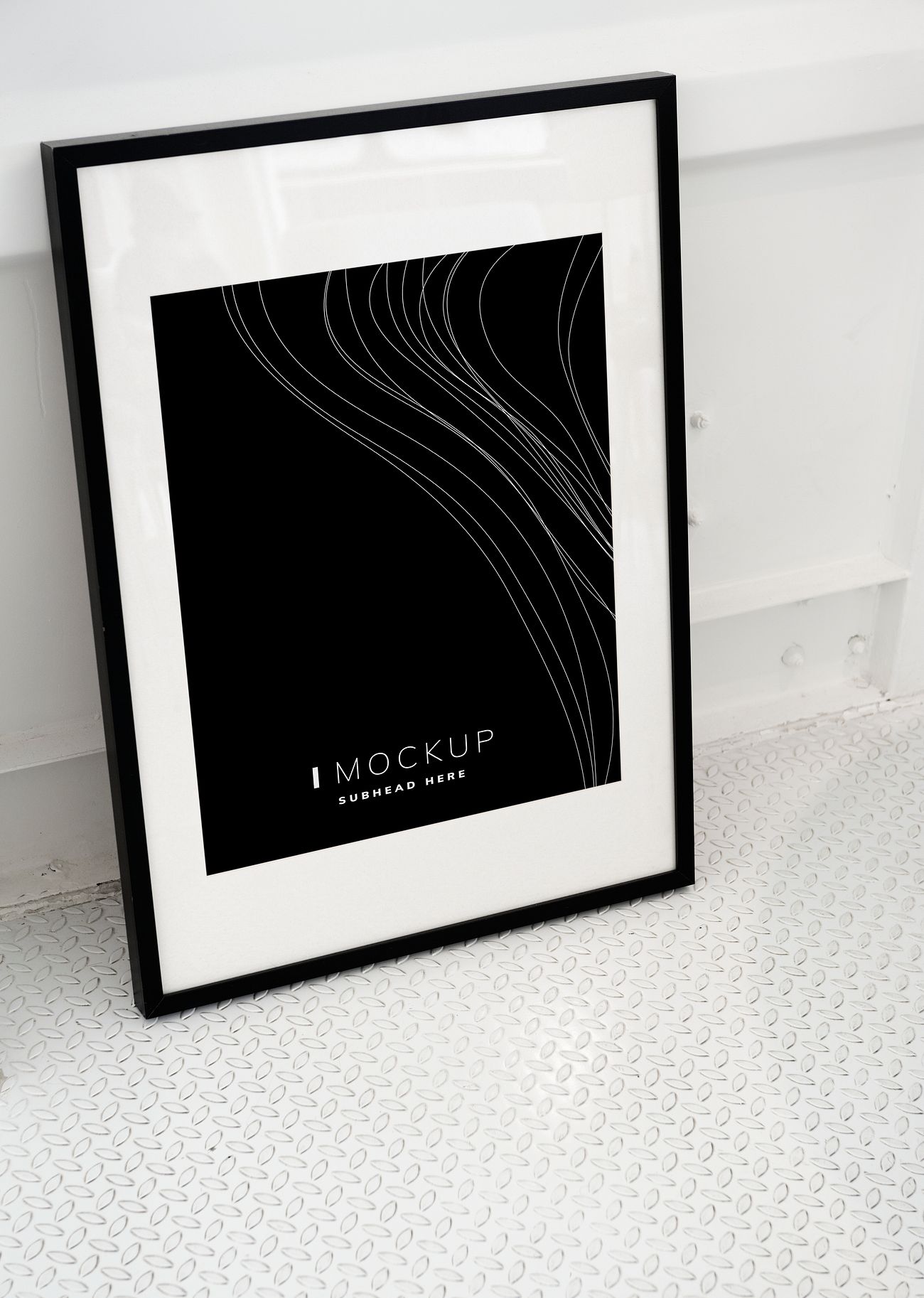 Download Black picture frame mockup on the floor | Royalty free psd ...