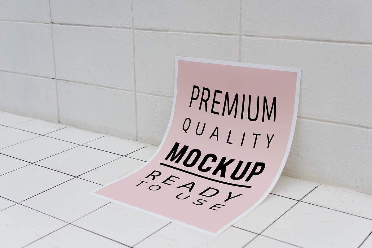 Download Paper Poster On The Floor Royalty Free Stock Psd Mockup High Resolution Design