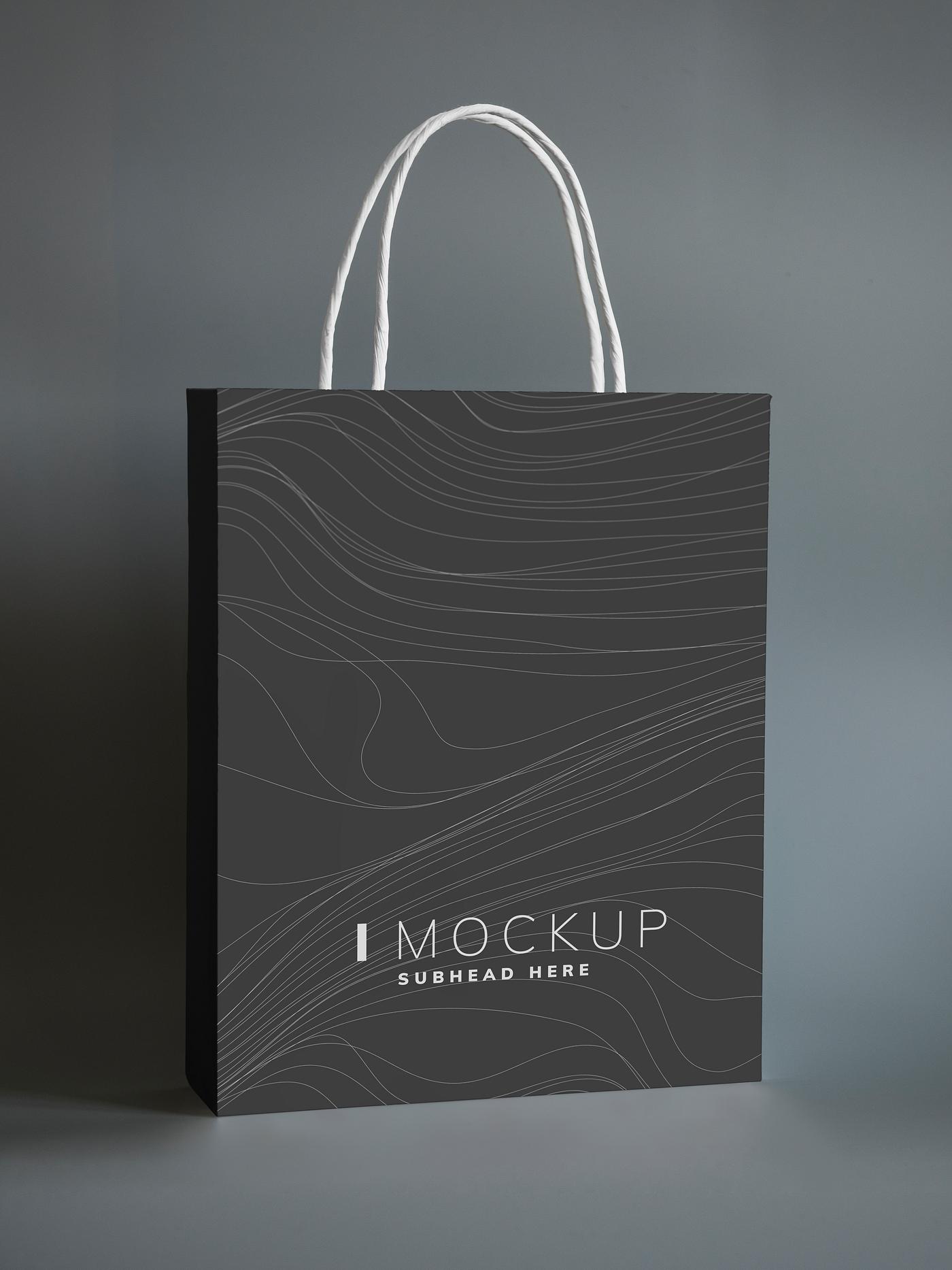 Download Black paper bag design mockup | Royalty free psd mockup ...