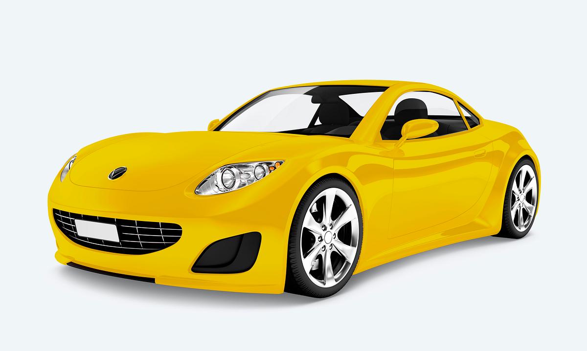 Download Free Yellow Sports Car Royalty Free Psd Mockup 563763 PSD Mockup Template