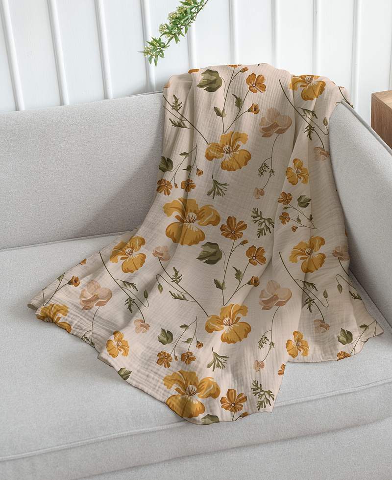 Download Throw Blanket Mockup Psd In Floral Pattern Royalty Free Stock Photo High Resolution Image