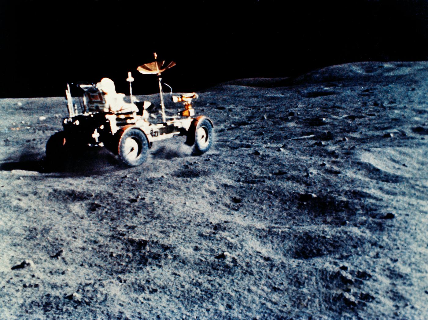 The Lunar Roving Vehicle (LRV) was designed to transport astronauts and materials on the Moon. Original from NASA. Digitally... The Lunar Roving Vehicle (LRV) was designed to transport astronauts and materials on the Moon. Original from NASA. Digitally...