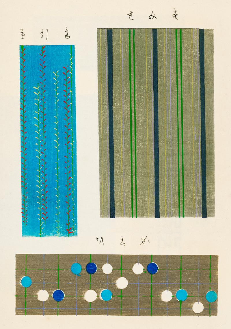 Vintage woodblock print of Japanese textile from Shima-Shima (1904) by Furuya Korin. Digitally enhanced from our own original edition. Vintage woodblock print of Japanese textile from Shima-Shima (1904) by Furuya Korin. Digitally enhanced from our own original…