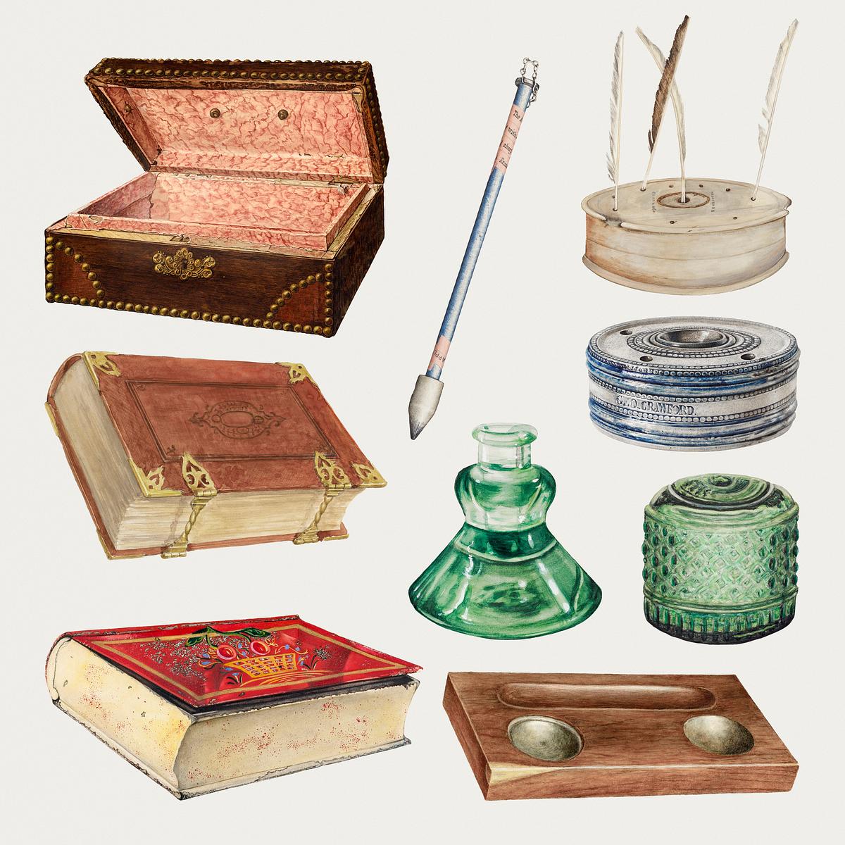 Antique office stationery psd design | Premium PSD - rawpixel