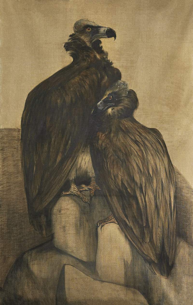 Two Arabian Vultures (1885–1917) print in high resolution by Theo van Hoytema. Original from The Rijksmuseum. Digitally…
