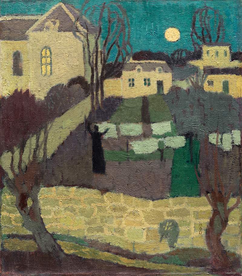 Drying the Linen, or Moonrise at the Priory (1870–1943) print in high resolution by Maurice Denis. Original from The…