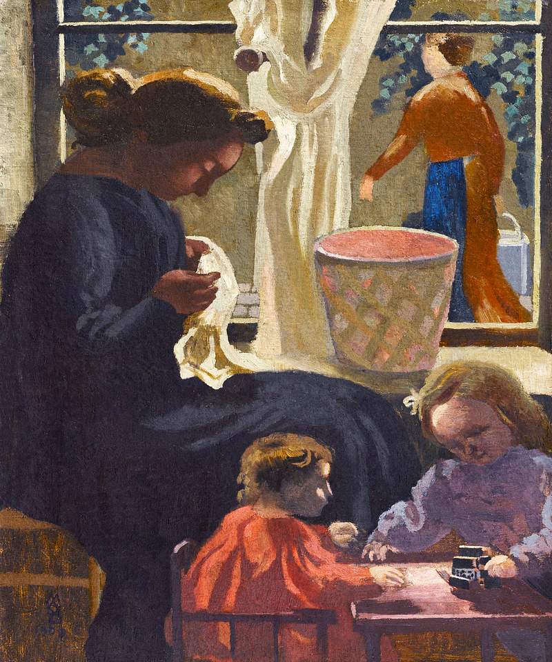 Privacy or Window Cleaning (Intimité) (1903) painting in high resolution by Maurice Denis. Original from The Public…