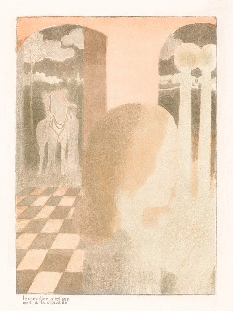 Lady waits for her beloved knight (Jonkvrouw wacht op haar geliefde ridder) (ca.1899–1911) print in high resolution by…