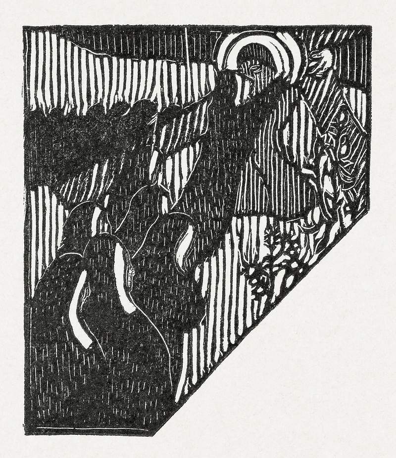 Illustration with the crucifixion of Christ and nuns accompanying poem in Paul Verlaine's collection of poetry Sagesse…