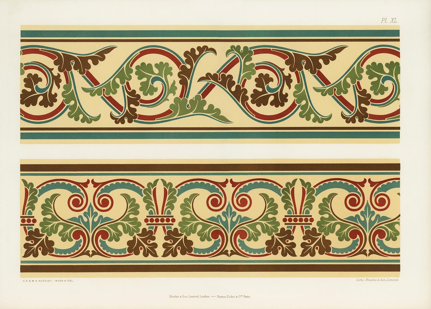 Medieval pattern from The Practical Decorator and Ornamentist (1892) by G.A Audsley and M.A. Audsley. Digitally enhanced... Medieval pattern from The Practical Decorator and Ornamentist (1892) by G.A Audsley and M.A. Audsley. Digitally enhanced...