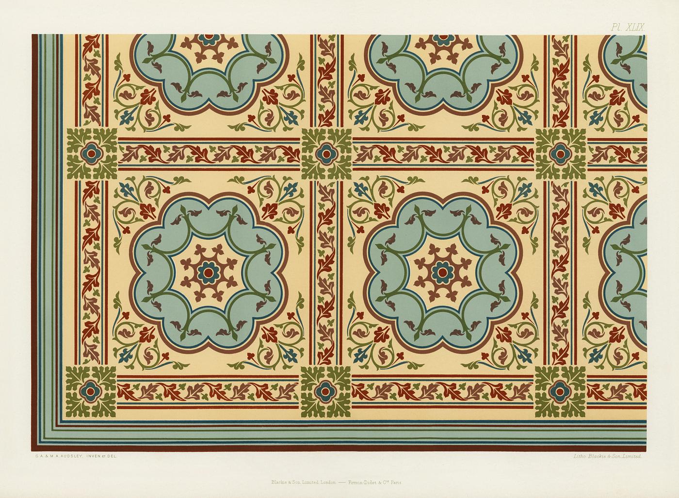 Medieval pattern from The Practical Decorator and Ornamentist (1892) by G.A Audsley and M.A. Audsley. Digitally enhanced... Medieval pattern from The Practical Decorator and Ornamentist (1892) by G.A Audsley and M.A. Audsley. Digitally enhanced...