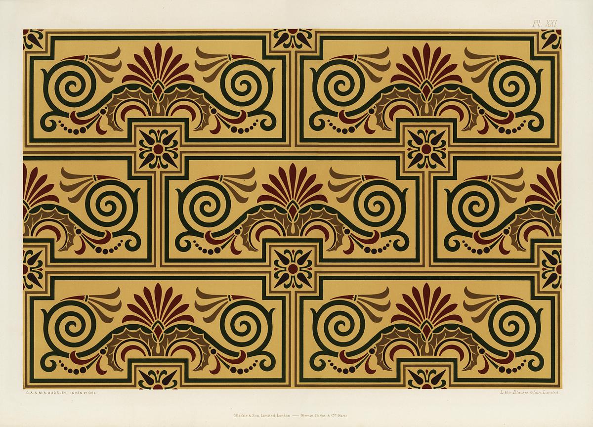 Greek pattern from The Practical Decorator… | Free public domain illustration Greek pattern from The Practical Decorator and Ornamentist (1892) by G.A Audsley and M.A. Audsley. Digitally enhanced from…