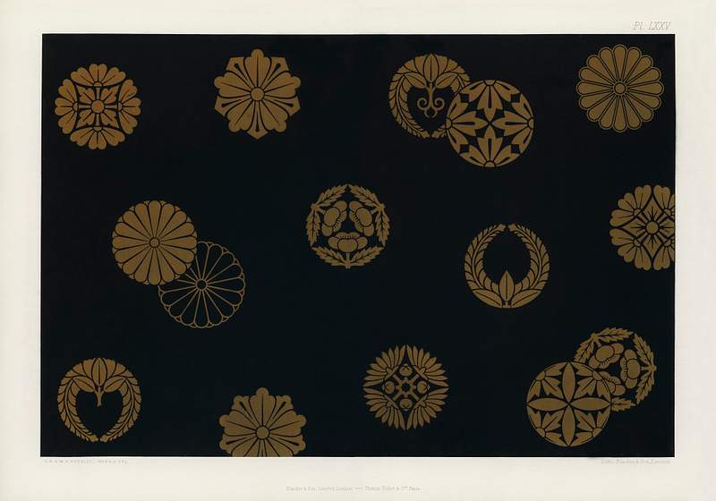 Vintage Japanese pattern from The Practical Decorator and Ornamentist (1892) by G.A Audsley and M.A. Audsley. Digitally…