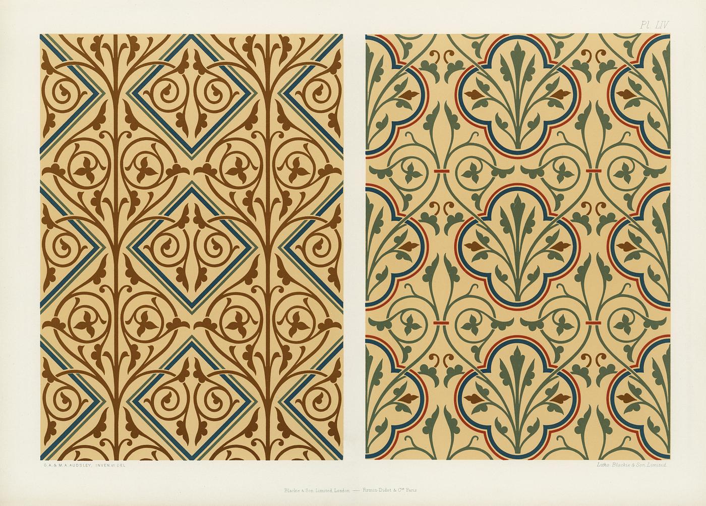 Medieval pattern from The Practical Decorator and Ornamentist (1892) by G.A Audsley and M.A. Audsley. Digitally enhanced... Medieval pattern from The Practical Decorator and Ornamentist (1892) by G.A Audsley and M.A. Audsley. Digitally enhanced...