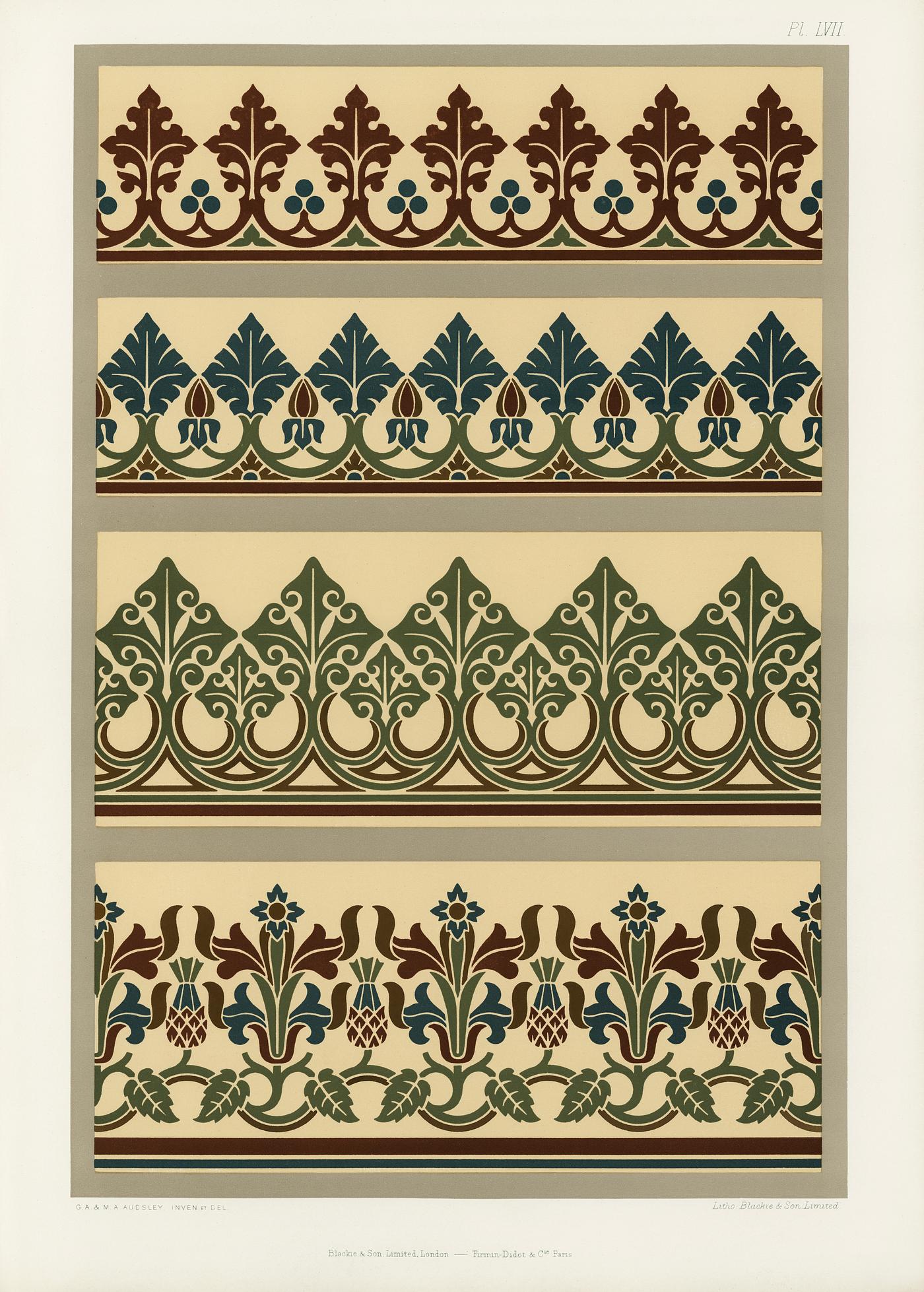 Medieval pattern from The Practical Decorator and Ornamentist (1892) by G.A Audsley and M.A. Audsley. Digitally enhanced... Medieval pattern from The Practical Decorator and Ornamentist (1892) by G.A Audsley and M.A. Audsley. Digitally enhanced...