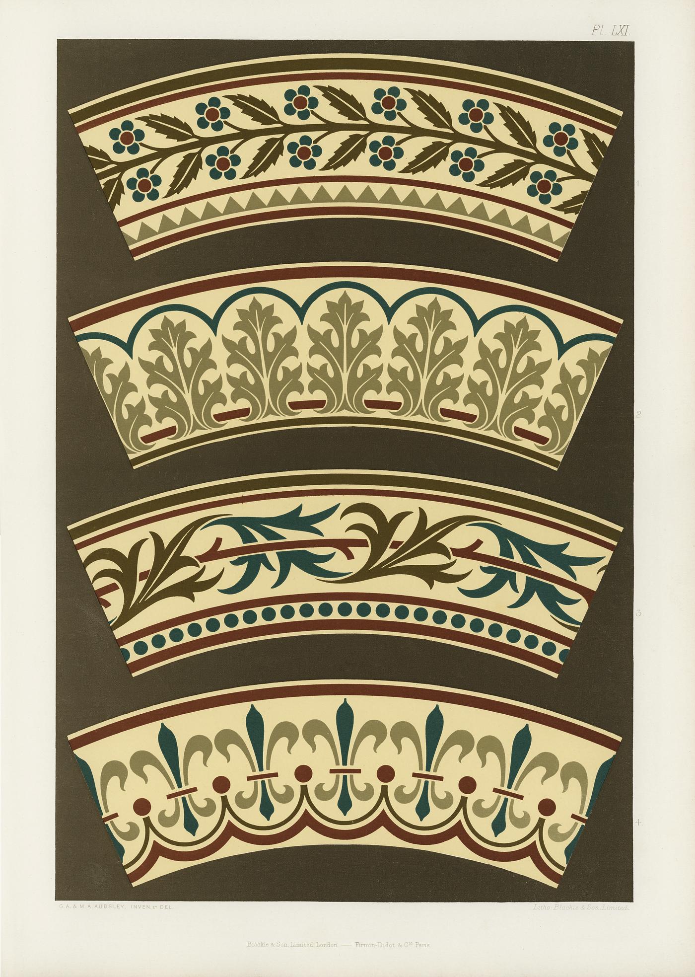Renaissance pattern from The Practical Decorator and Ornamentist (1892) by G.A Audsley and M.A. Audsley. Digitally enhanced... Renaissance pattern from The Practical Decorator and Ornamentist (1892) by G.A Audsley and M.A. Audsley. Digitally enhanced...