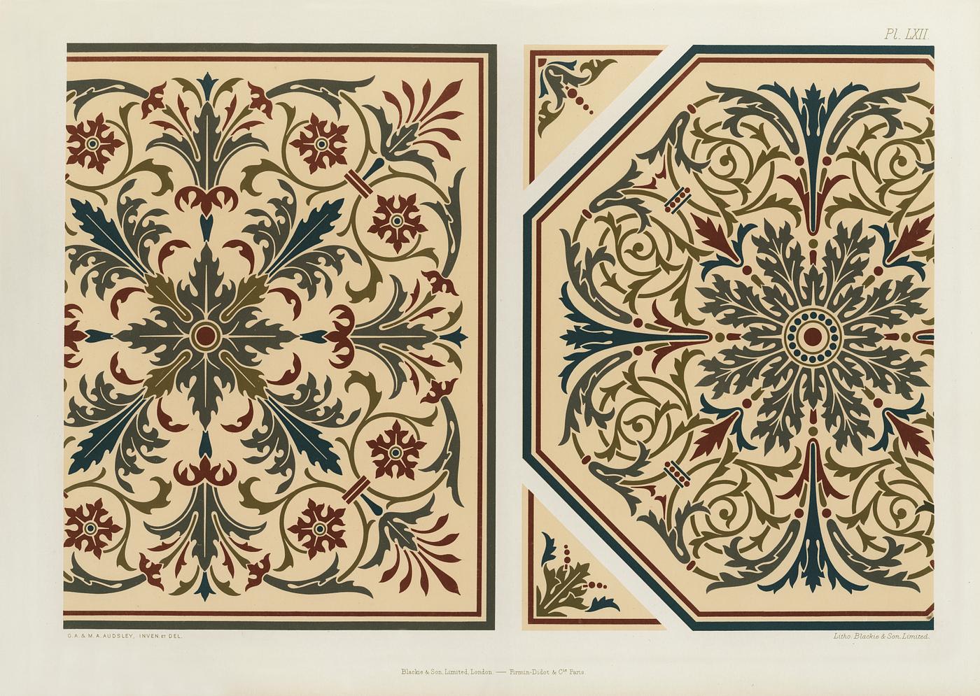 Renaissance pattern from The Practical Decorator and Ornamentist (1892) by G.A Audsley and M.A. Audsley. Digitally enhanced... Renaissance pattern from The Practical Decorator and Ornamentist (1892) by G.A Audsley and M.A. Audsley. Digitally enhanced...