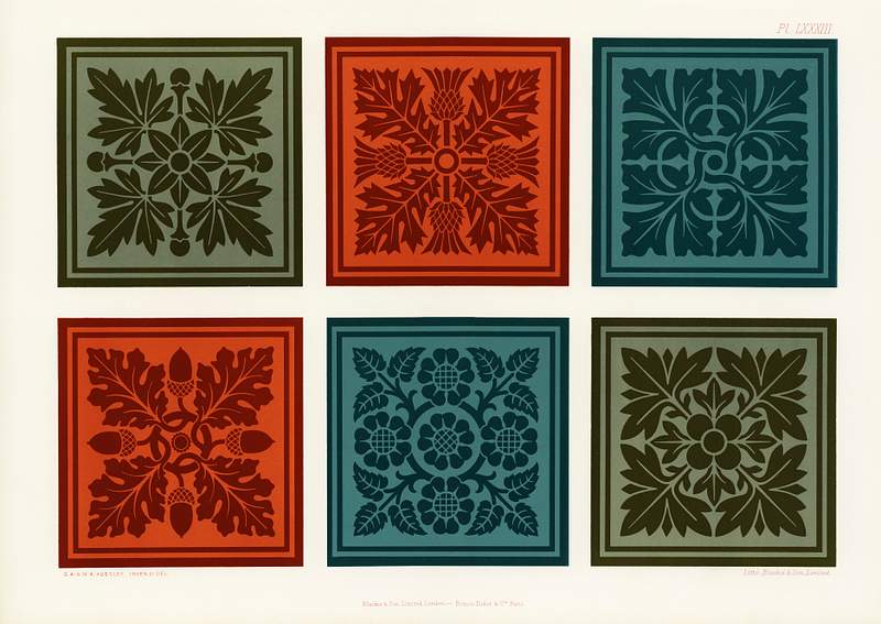 Floral pattern from The Practical Decorator… | Free public domain illustration Floral pattern from The Practical Decorator and Ornamentist (1892) by G.A Audsley and M.A. Audsley. Digitally enhanced from…