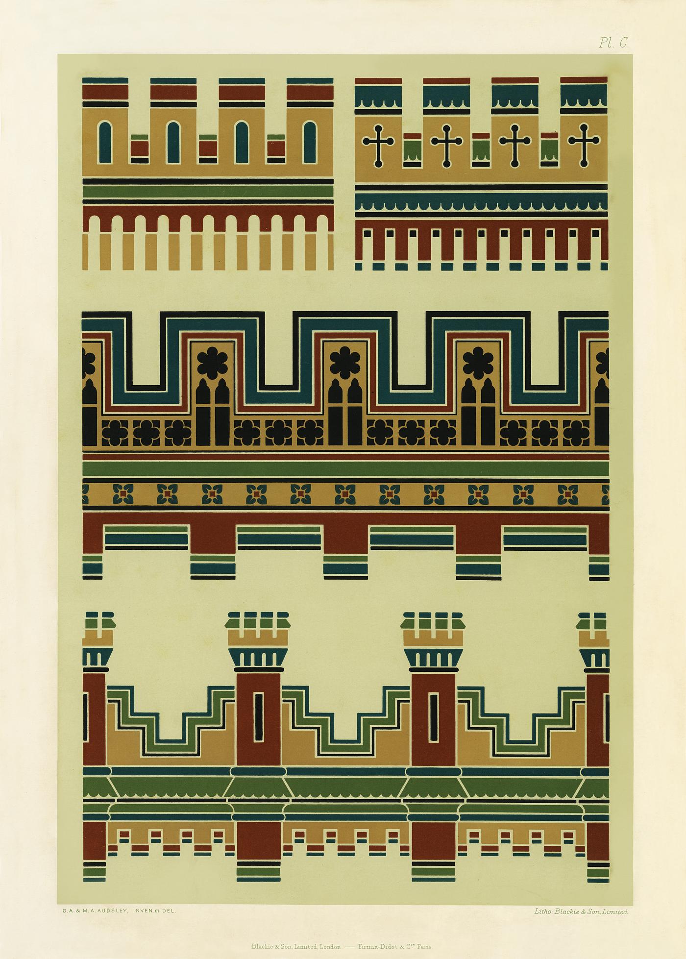 Gothic ornamental elements from The Practical Decorator and Ornamentist (1892) by G.A Audsley and M.A. Audsley. Digitally... Gothic ornamental elements from The Practical Decorator and Ornamentist (1892) by G.A Audsley and M.A. Audsley. Digitally...