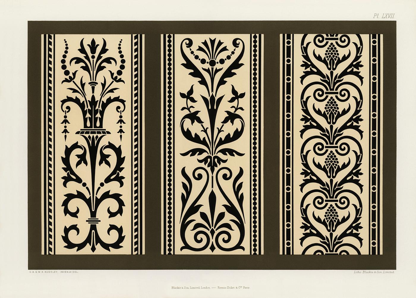 Antique Renaissance pattern from The Practical Decorator and Ornamentist (1892) by G.A Audsley and M.A. Audsley. Digitally... Antique Renaissance pattern from The Practical Decorator and Ornamentist (1892) by G.A Audsley and M.A. Audsley. Digitally...