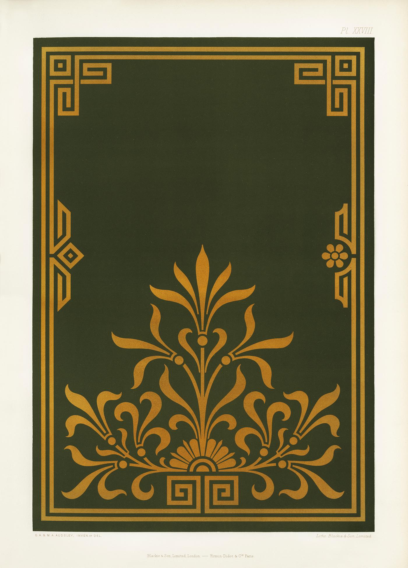 Antique pattern from The Practical Decorator and Ornamentist (1892) by G.A Audsley and M.A. Audsley. Digitally enhanced from... Antique pattern from The Practical Decorator and Ornamentist (1892) by G.A Audsley and M.A. Audsley. Digitally enhanced from...