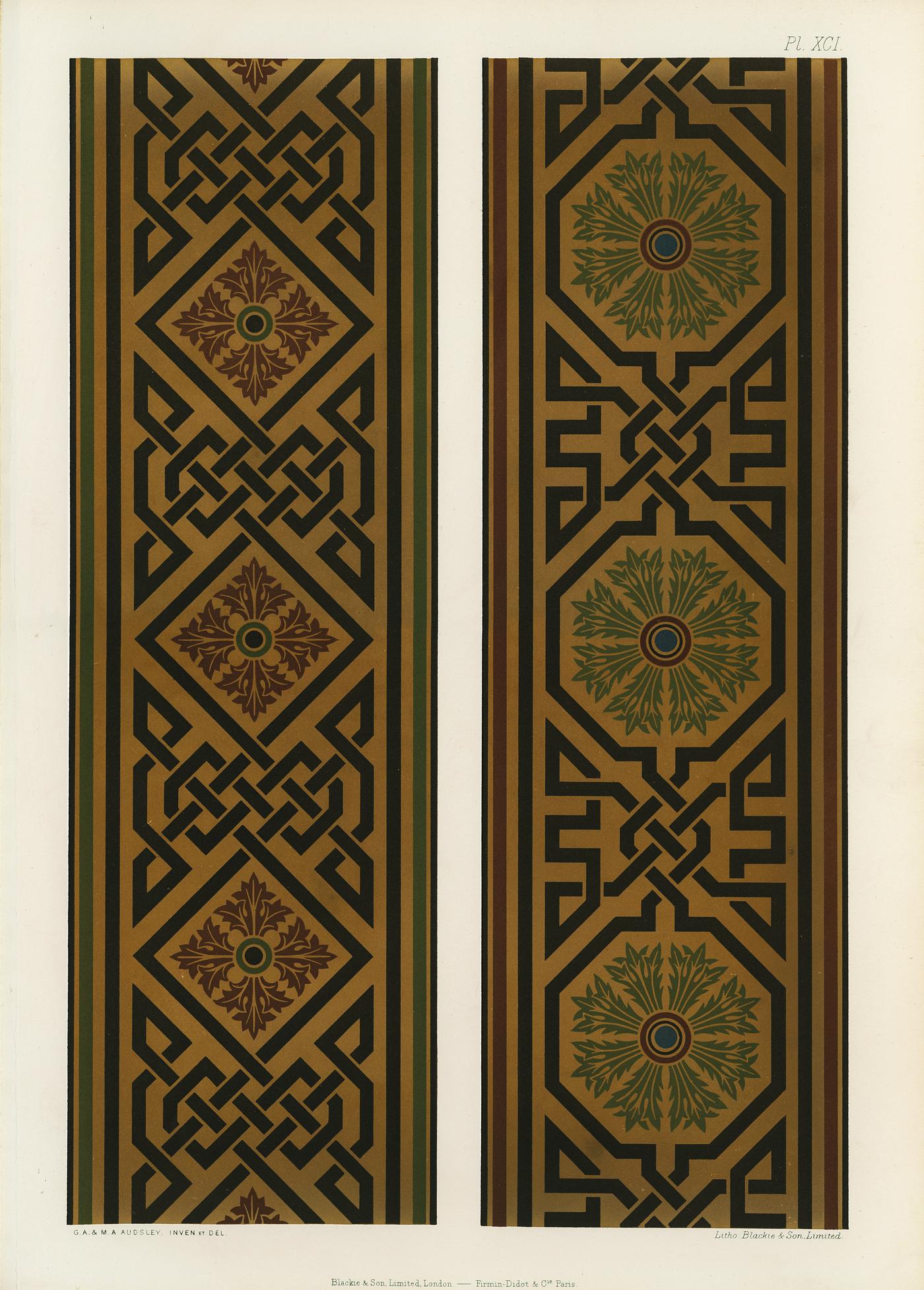 Lace pattern from The Practical Decorator and Ornamentist (1892) by G.A Audsley and M.A. Audsley. Digitally enhanced from... Lace pattern from The Practical Decorator and Ornamentist (1892) by G.A Audsley and M.A. Audsley. Digitally enhanced from...