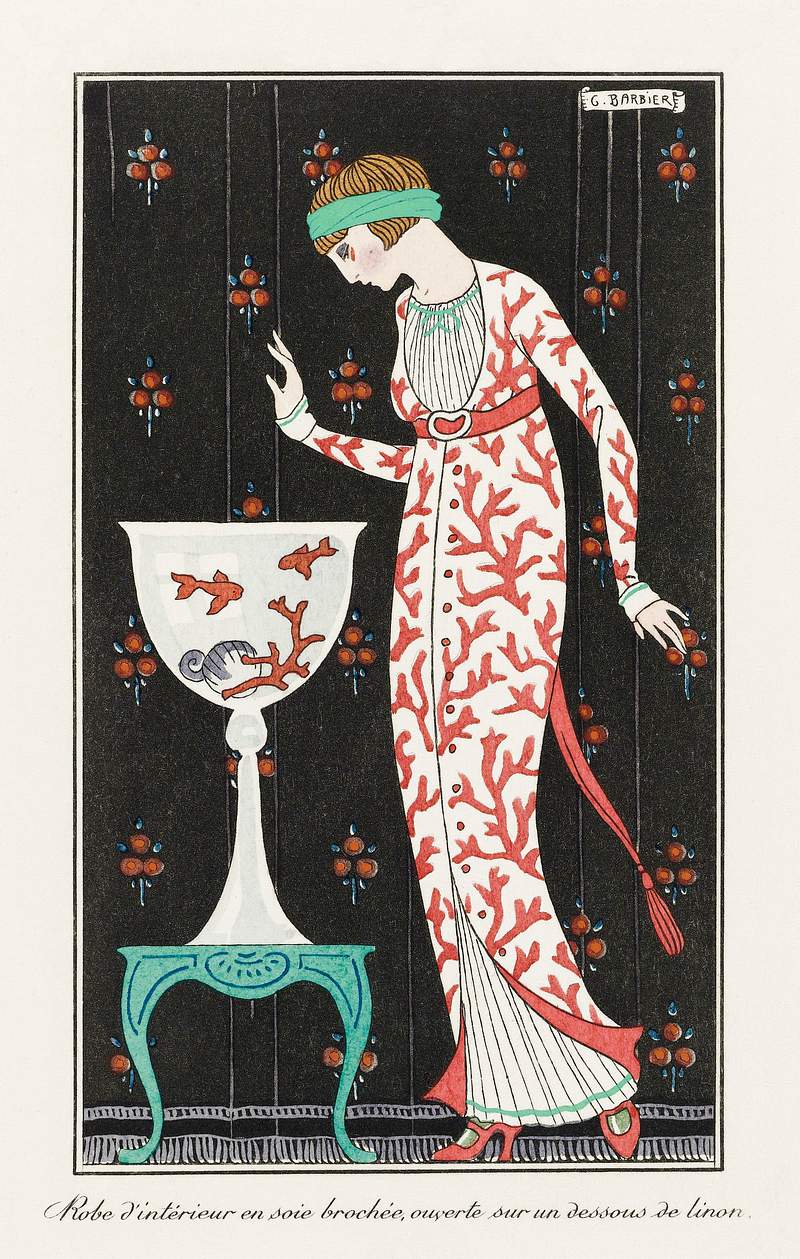 Costumes Parisiens: Grande robe du soir from Journal des Dames et des Modes (1913) fashion illustration in high resolution by…