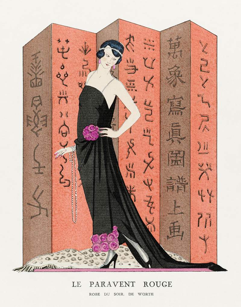 Le paravent rouge: Robe du soir, de Worth from Gazette du Bon Ton. Art – Modes & Frivolités: Famous Fashion…