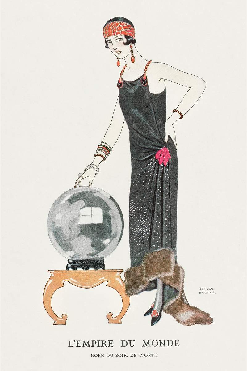 L'Empire du monde: Robe du soir, de Worth from Gazette du Bon Ton. Art- Modes & Frivolités No. 6 (1924) fashion…