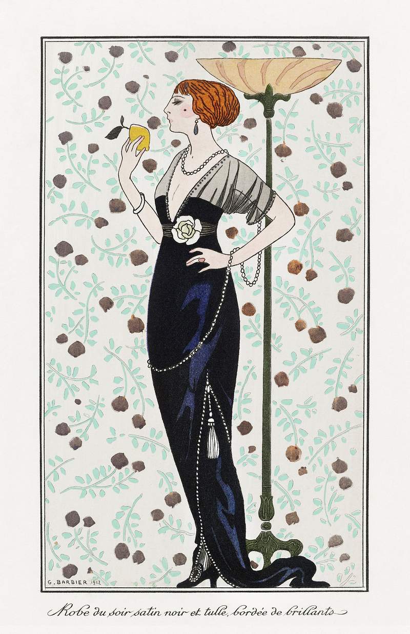 Costumes Parisiens: Grande robe du soir from Journal des Dames et des Modes (1913) fashion illustration in high resolution by…