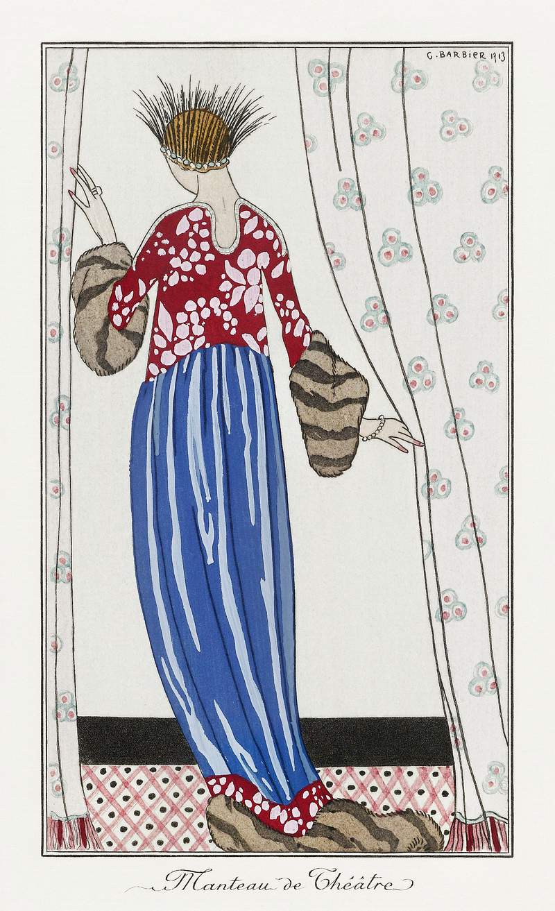 Costumes Parisiens, No. 71: Manteau de Théâtre from Journal des Dames et des Modes (1913) fashion illustration…