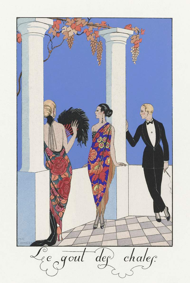 Le gout des chales: France XXe siècle (1923) fashion illustration in high resolution by George Barbier. Original from…