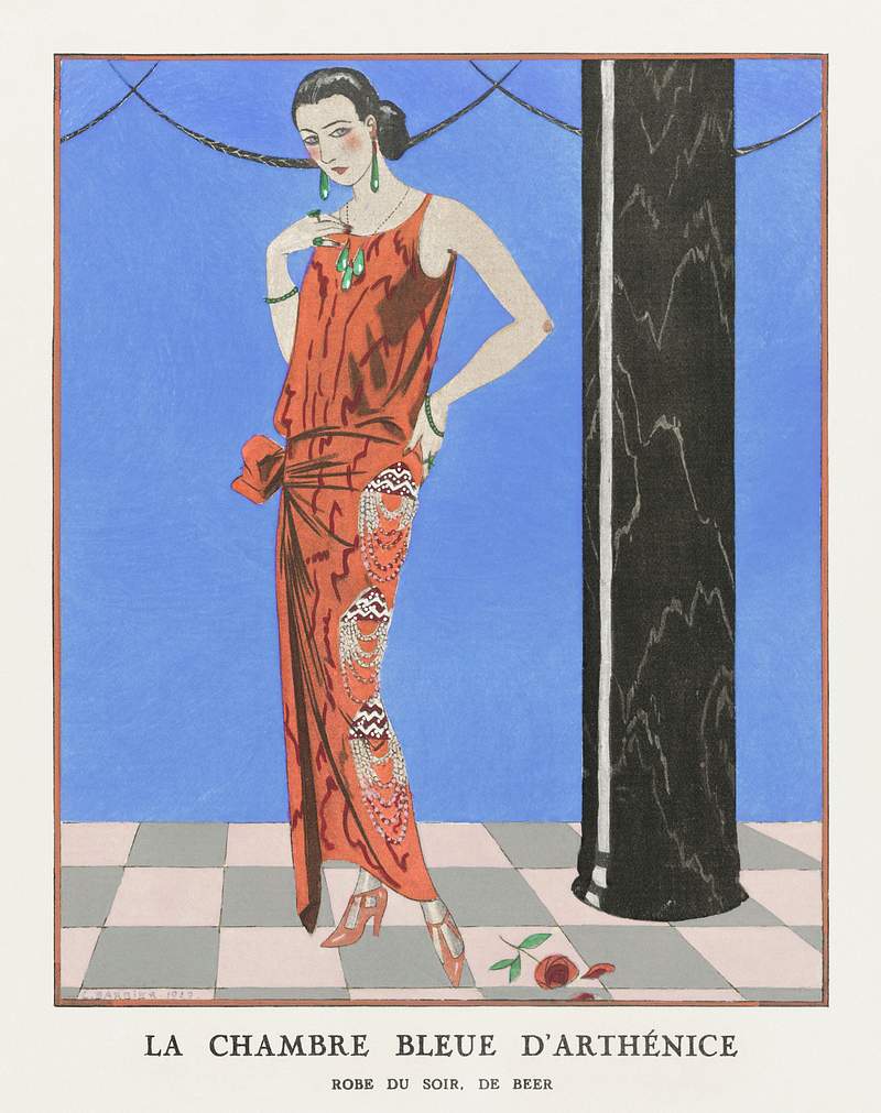 La chambre bleue d'arthénice / Robe du soir, de Beer from Gazette du Bon Ton. Art – Modes & Frivolités:…