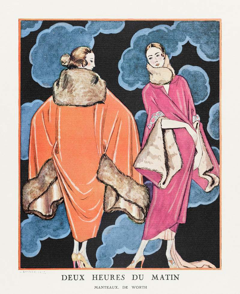 Deux heures du matin / Manteaux, de Worth from Gazette du Bon Ton. Art- Modes & Frivolités No. 2 (1923) fashion…