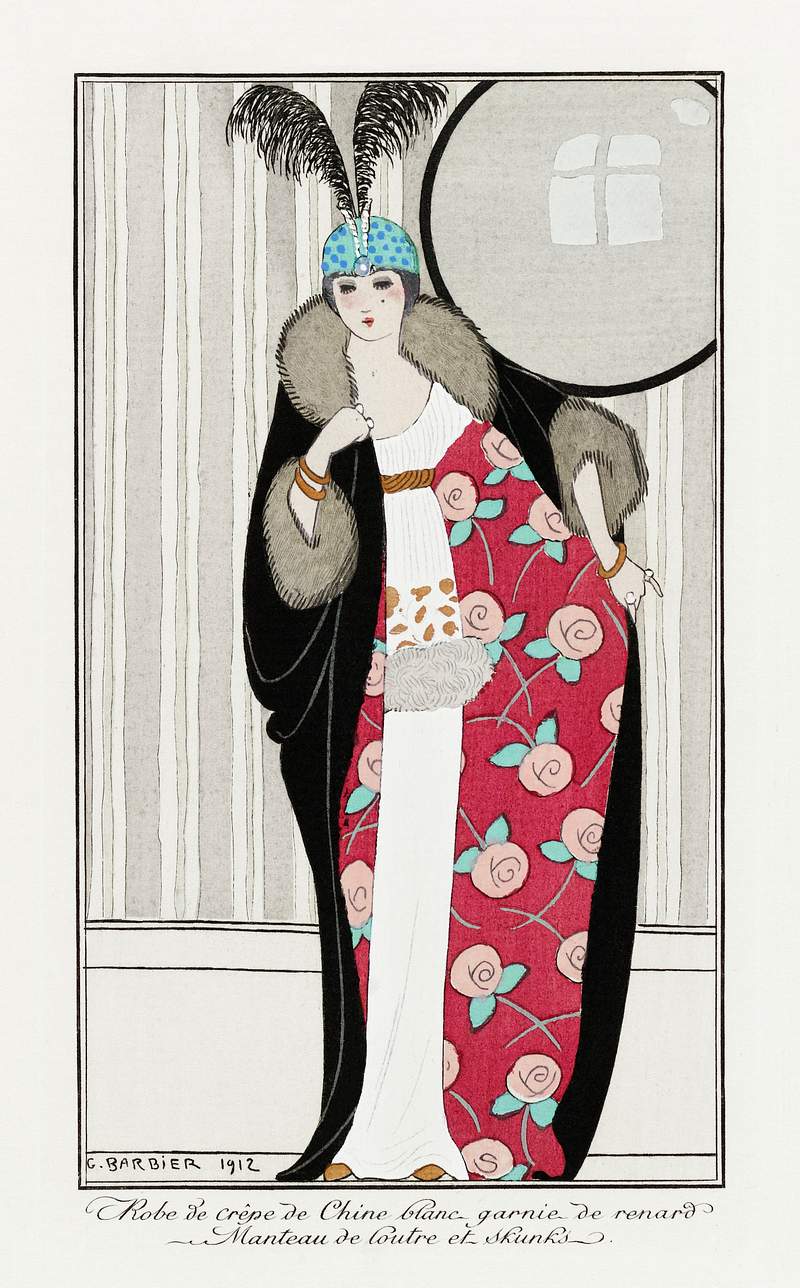 Costumes Parisiens, no. 39: Robe de crêpe de Chine blanc from Journal des Dames et des Modes (1912) fashion…