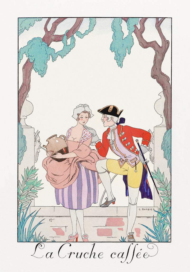 La Cruche caffée (1925) fashion illustration in high resolution by George Barbier. Original from The Rijksmuseum.…