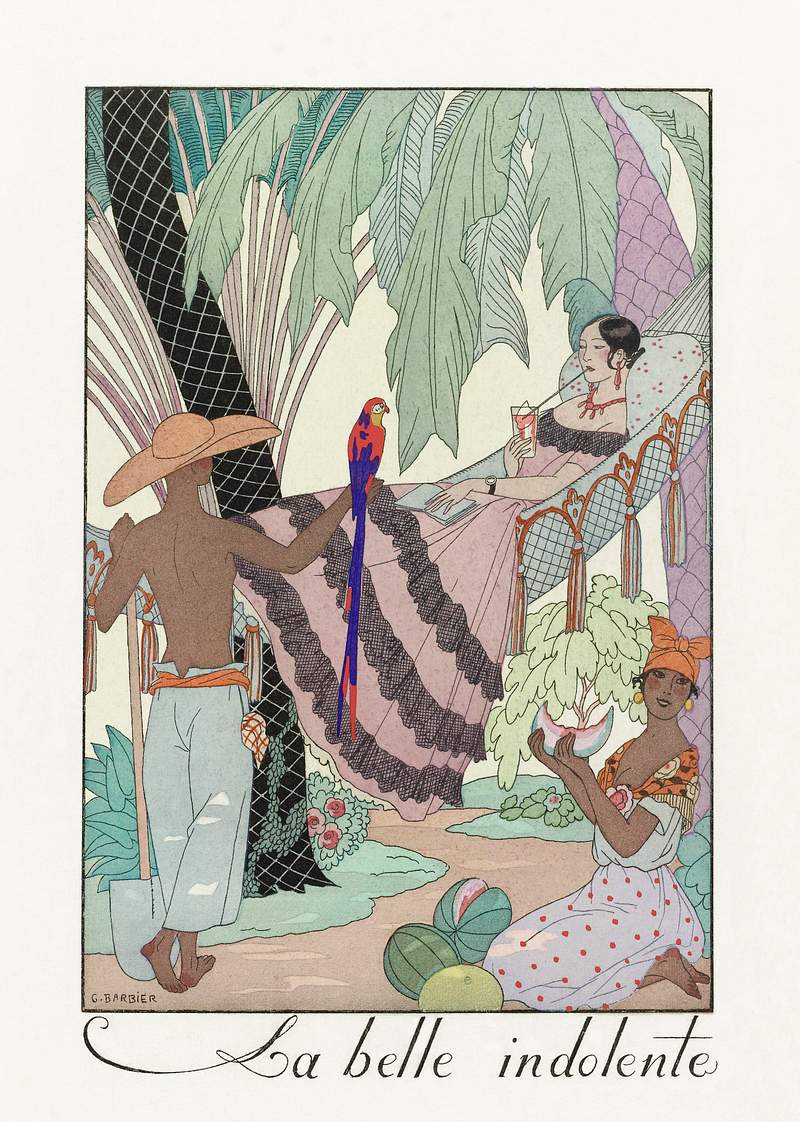 La belle indolente (1923) fashion illustration in high resolution by George Barbier. Original from The Rijksmuseum. Digitally…