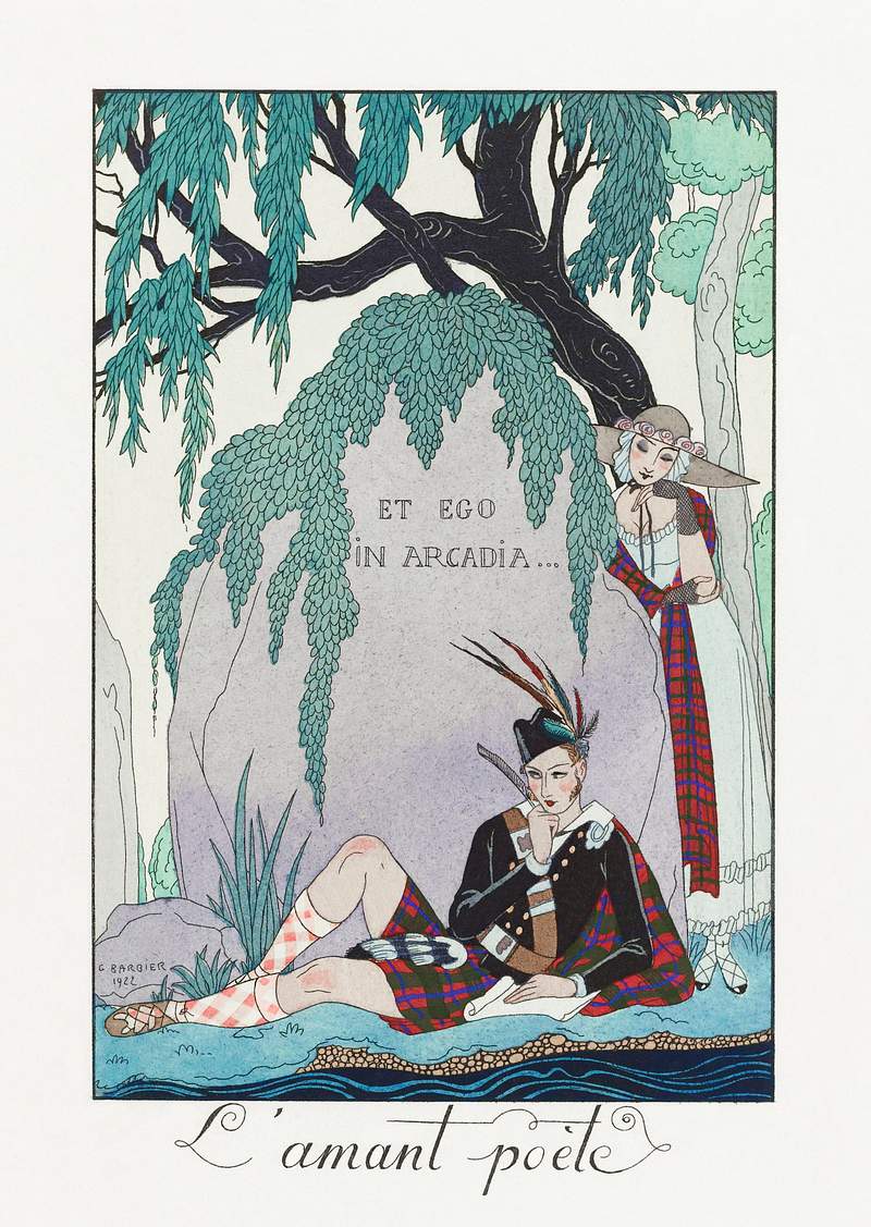 L'amant poète (1923) fashion illustration in high resolution by George Barbier. Original from The Rijksmuseum.…