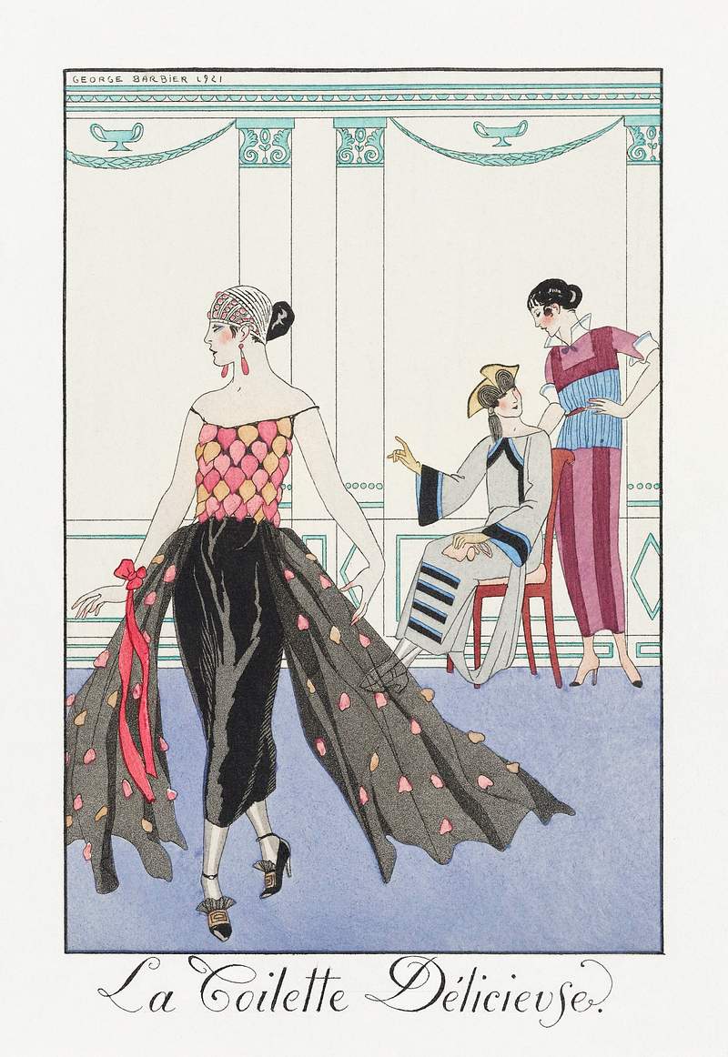 La Toilette Délicieuse (1922) fashion illustration in high resolution by George Barbier. Original from The…