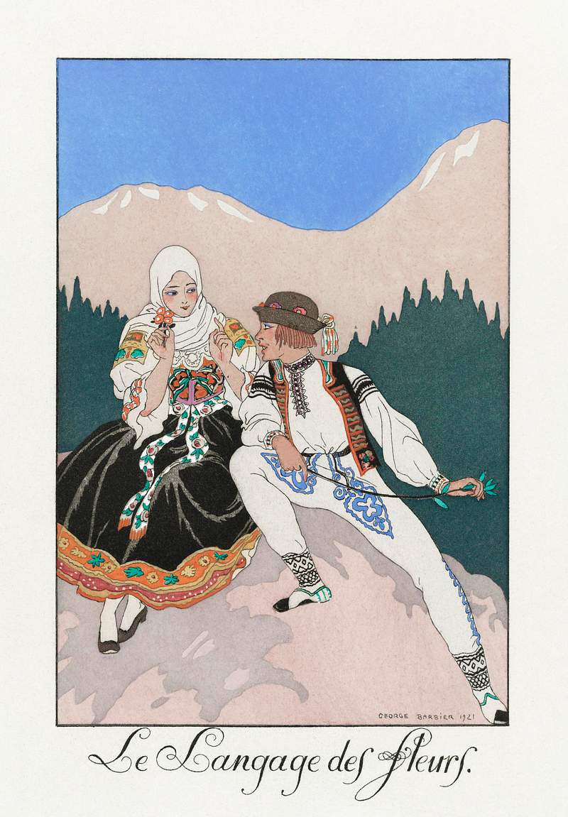Le Langage des Fleurs (1922) fashion illustration in high resolution by George Barbier. Original from The Rijksmuseum.…