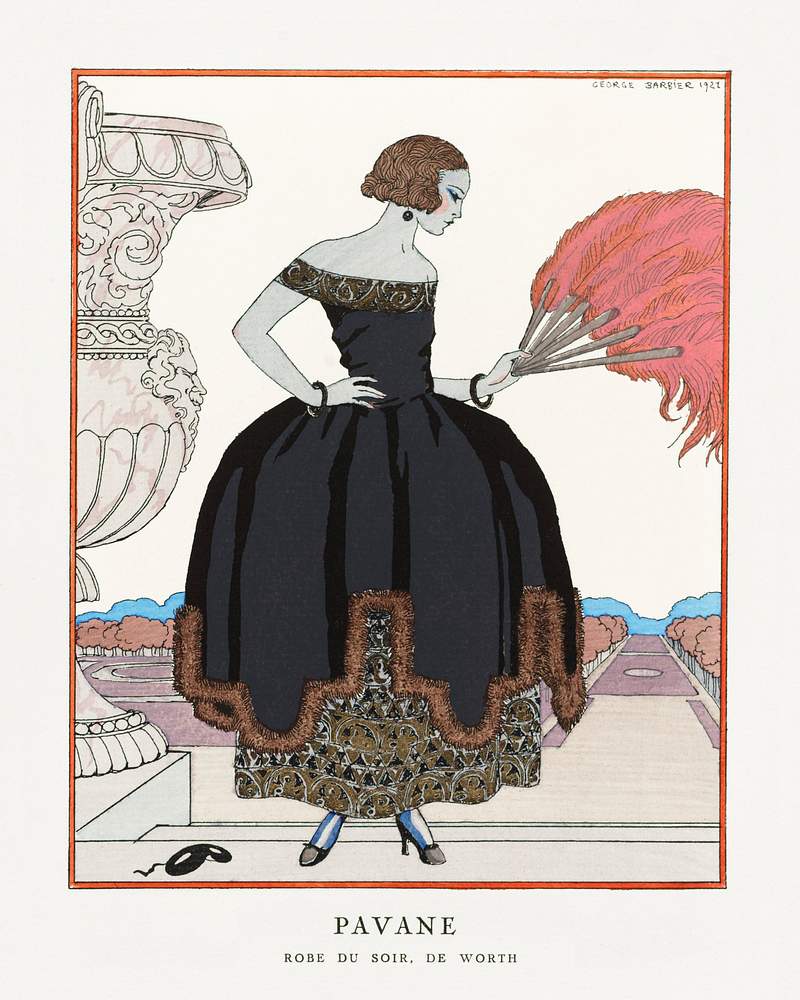 Pavane (1921) fashion illustration in high resolution by George Barbier. Original from The Rijksmuseum. Digitally enhanced by…