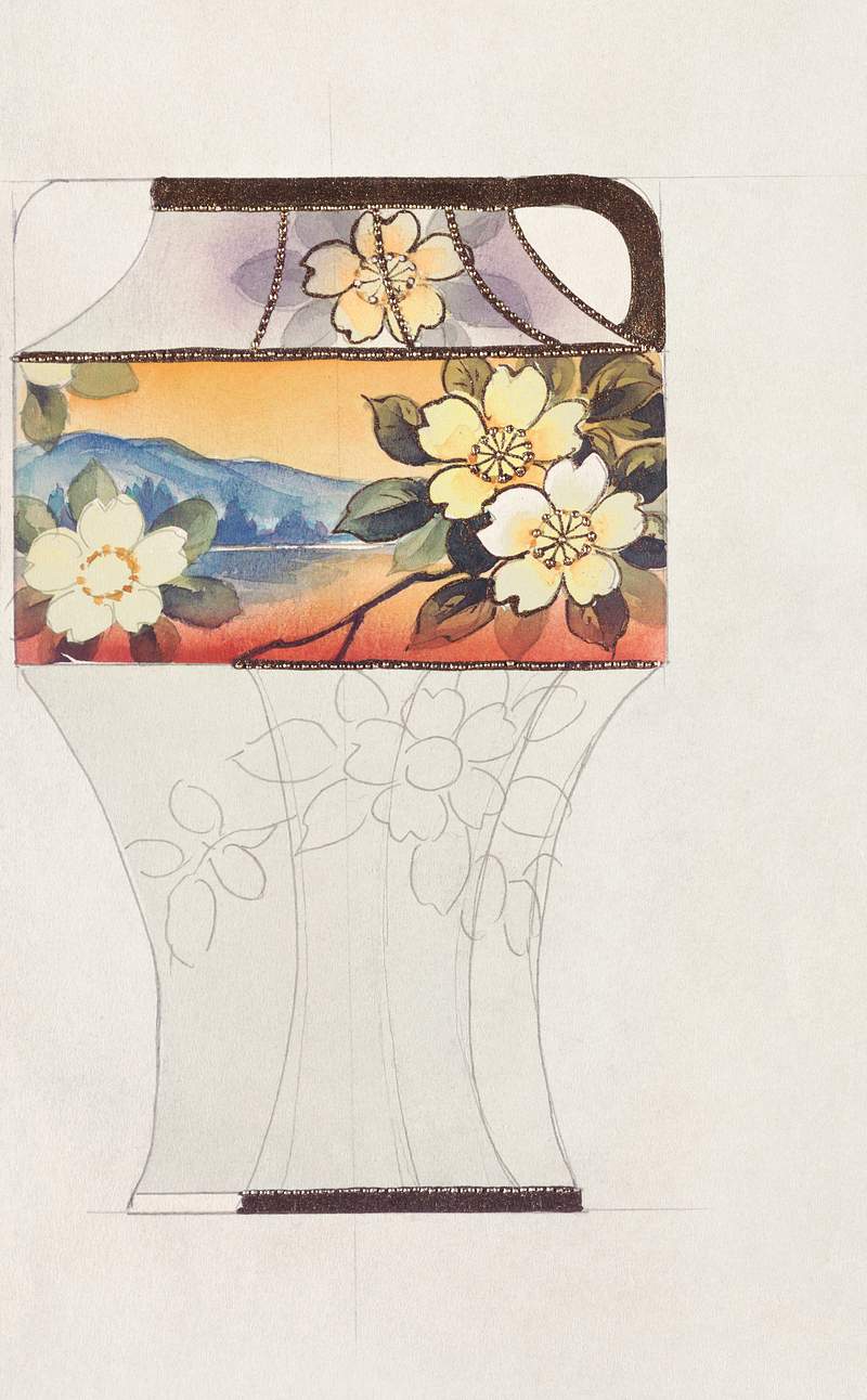 Design for a Vase (1880-1910) painting in high resolution by Noritake Factory. Original from The Smithsonian Institution.…
