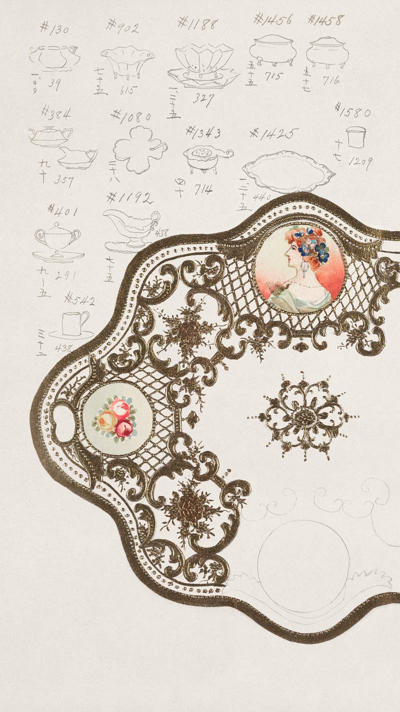 Design for a Platter (1880-1910) painting in high resolution by Noritake Factory. Original from The Smithsonian Institution.…