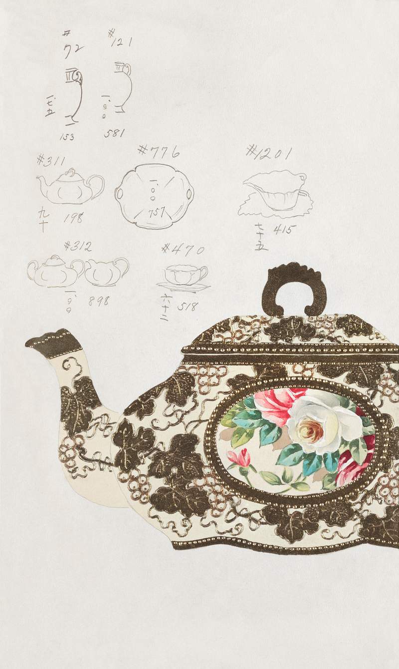 Design for a Teapot (1880-1910) painting in high resolution by Noritake Factory. Original from The Smithsonian Institution.…