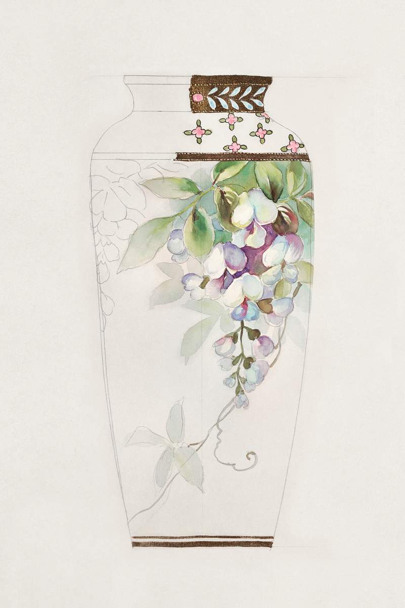 Design for a Vase (1880-1910) painting in high resolution by Noritake Factory. Original from The Smithsonian Institution.…