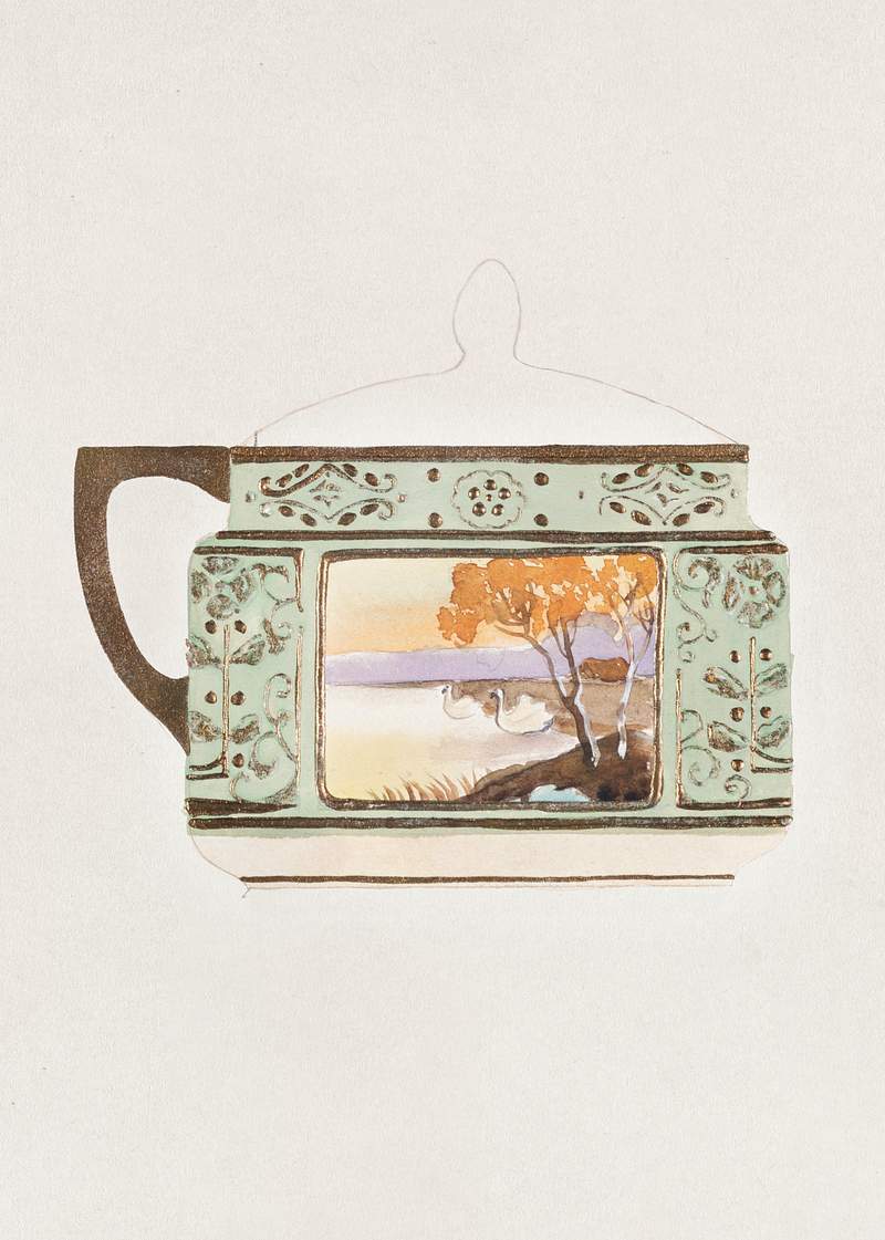 Design for a Sugar Bowl (1880-1910) painting in high resolution by Noritake Factory. Original from The Smithsonian…
